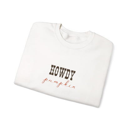 Howdy Pumpkin Crewneck Sweatshirt, Unisex Fall Sweatshirt, Cozy Autumn Apparel, Thanksgiving Gift, Casual Layer