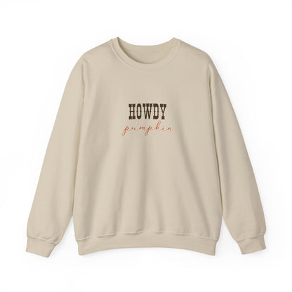 Howdy Pumpkin Crewneck Sweatshirt, Unisex Fall Sweatshirt, Cozy Autumn Apparel, Thanksgiving Gift, Casual Layer