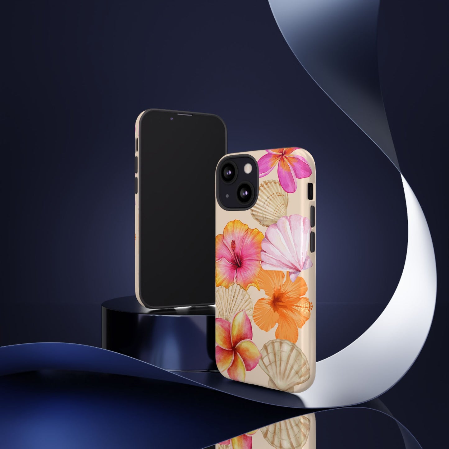 IPHONE Tropical Floral and Seashell Tough Phone Case l Vibrant Summer Accessory, Durable Tough Case for All Occasions
