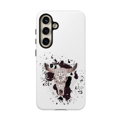 SAMSUNG Bull Skull with Cow Print Tough Phone Case l Gift for Him, Western Style