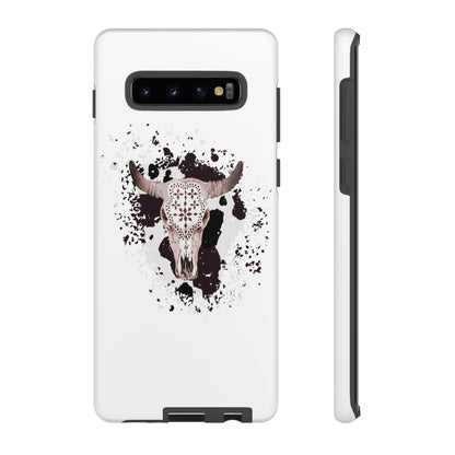 SAMSUNG Bull Skull with Cow Print Tough Phone Case l Gift for Him, Western Style