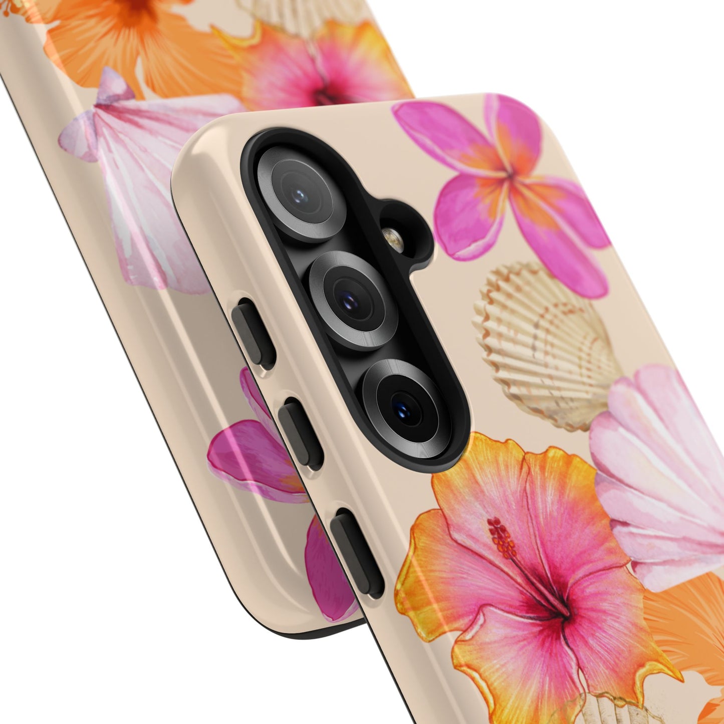 SAMSUNG Tropical Floral and Seashell Tough Phone Case l Vibrant Summer Accessory, Durable Tough Case for All Occasions