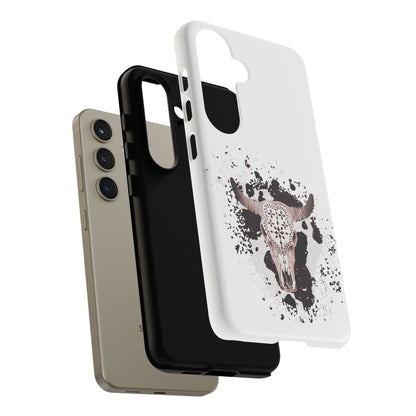 SAMSUNG Bull Skull with Cow Print Tough Phone Case l Gift for Him, Western Style
