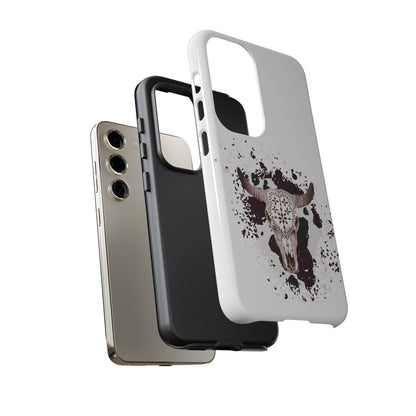 SAMSUNG Bull Skull with Cow Print Tough Phone Case l Gift for Him, Western Style