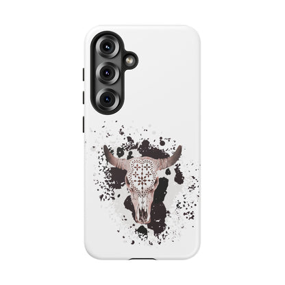 SAMSUNG Bull Skull with Cow Print Tough Phone Case l Gift for Him, Western Style