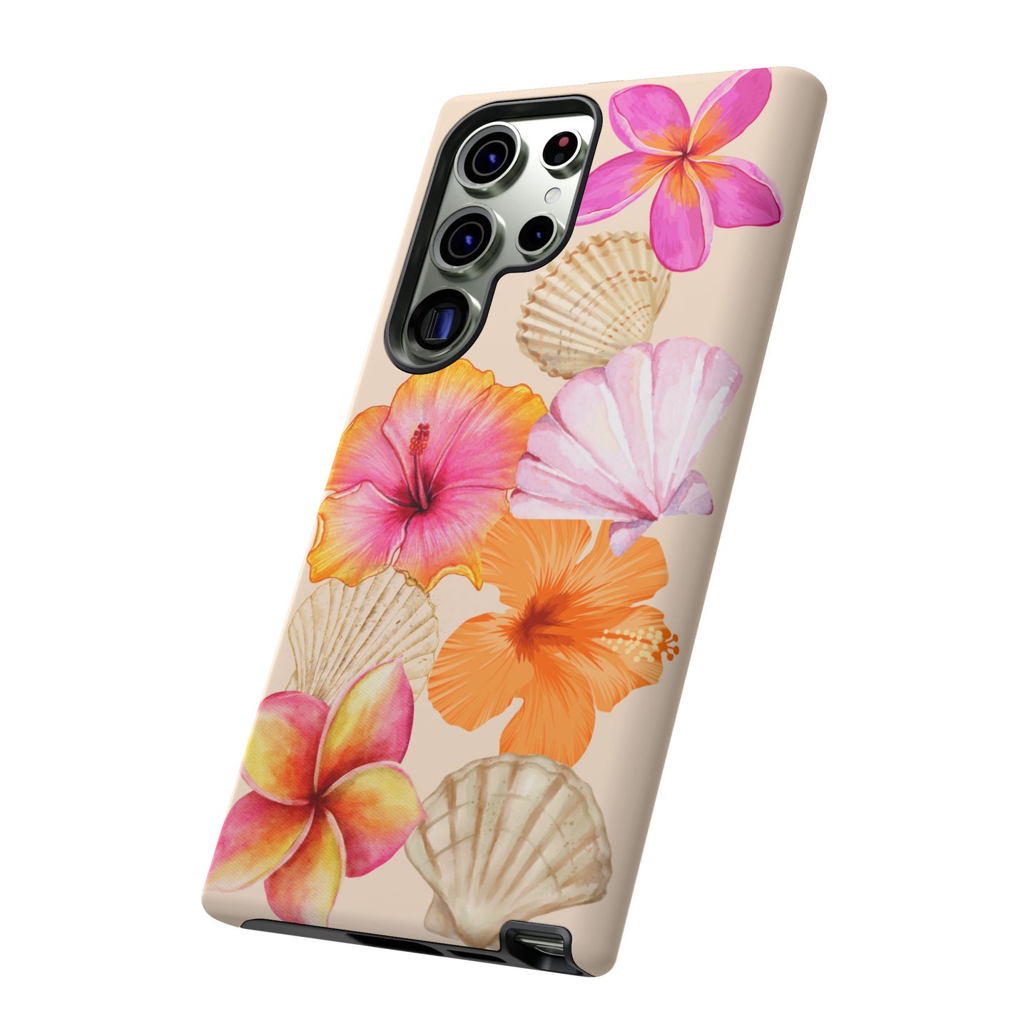 SAMSUNG Tropical Floral and Seashell Tough Phone Case l Vibrant Summer Accessory, Durable Tough Case for All Occasions