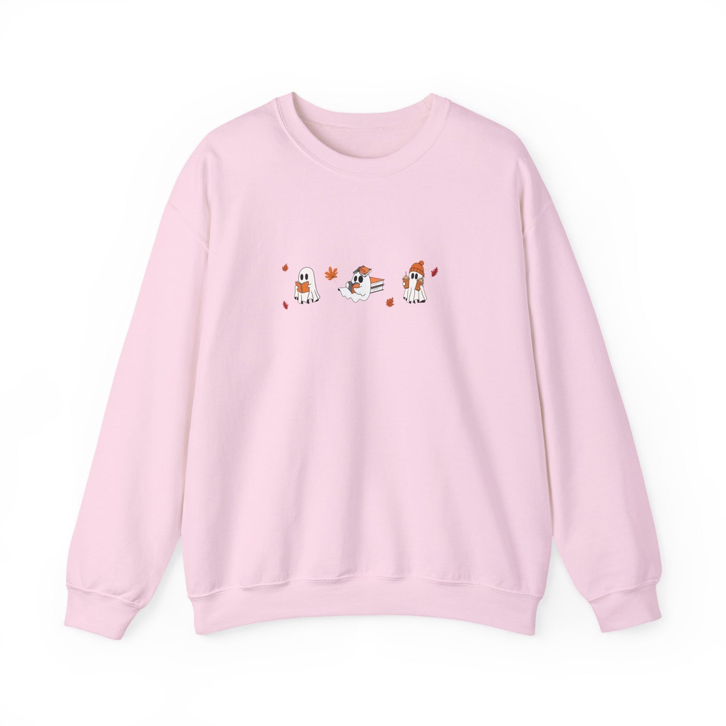 Cute Ghosts with Books Cozy Unisex Crewneck Sweatshirt l Perfect for Holidays, Casual Wear, Gifts, Winter, Relaxed Style