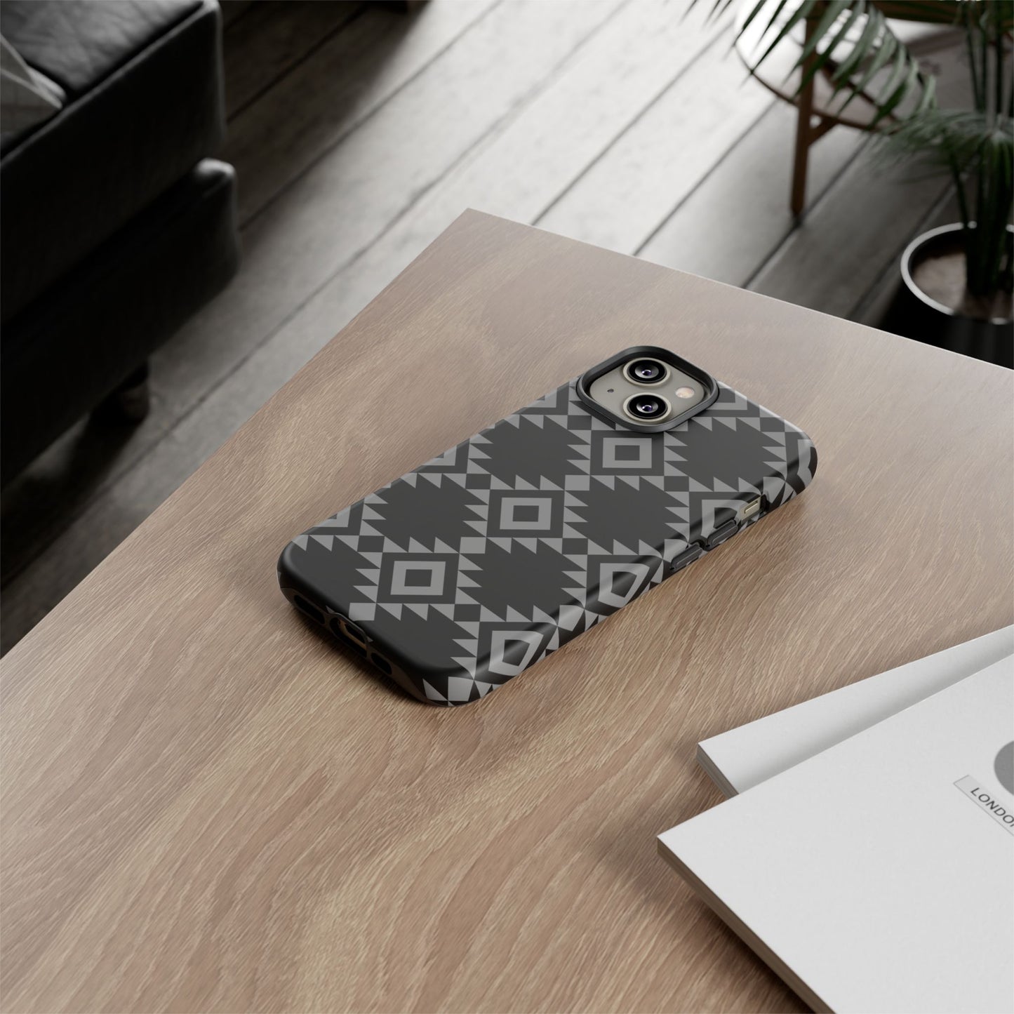 iPHONE Tribal Pattern Black and Grey Tough Phone Case | MADE FOR HIM AND HER