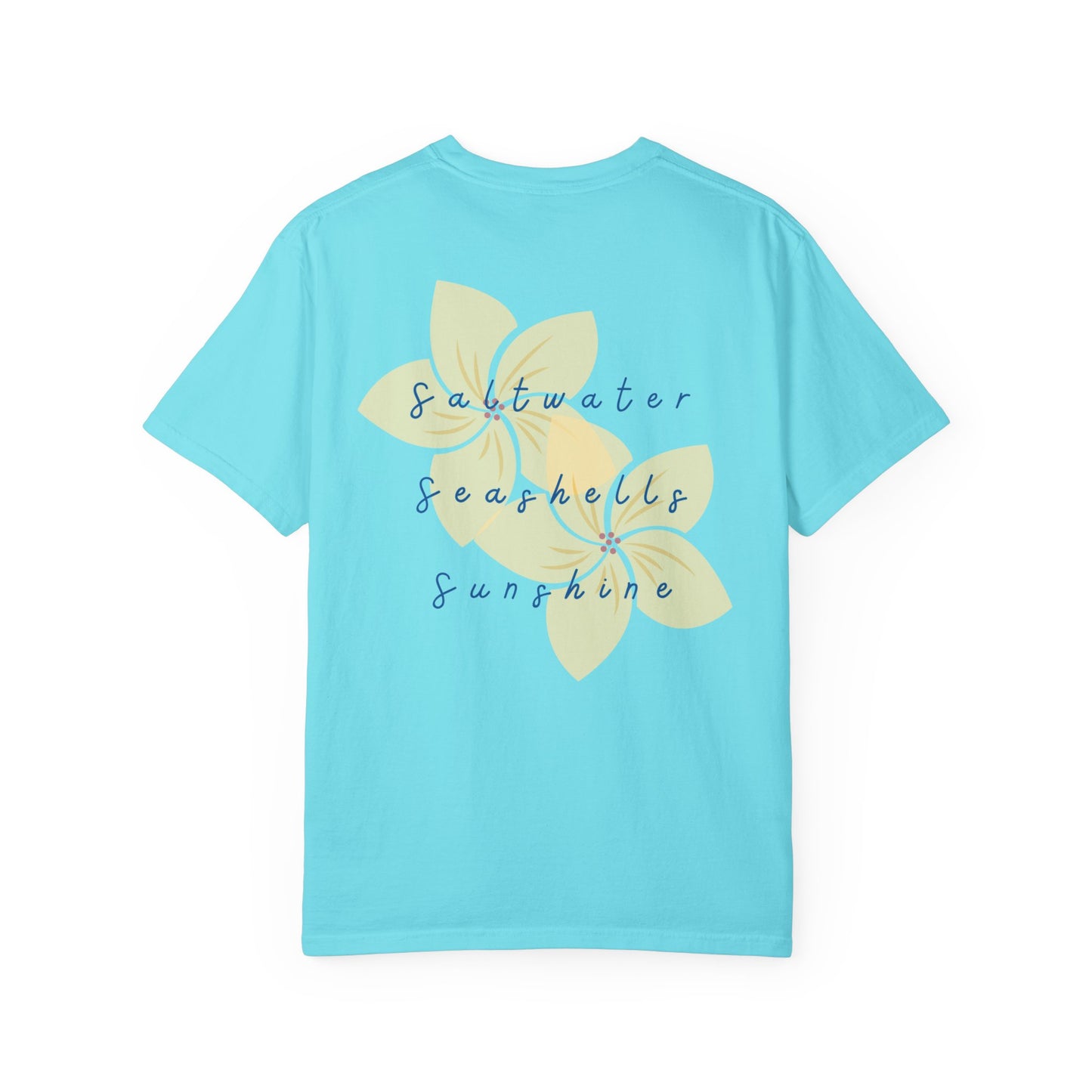 "Saltwater, Seashells, Sunshine" Garment-Dyed T-Shirt l Coastal Vibes, Relaxed Fit, Beachwear