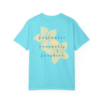 "Saltwater, Seashells, Sunshine" Garment-Dyed T-Shirt l Coastal Vibes, Relaxed Fit, Beachwear