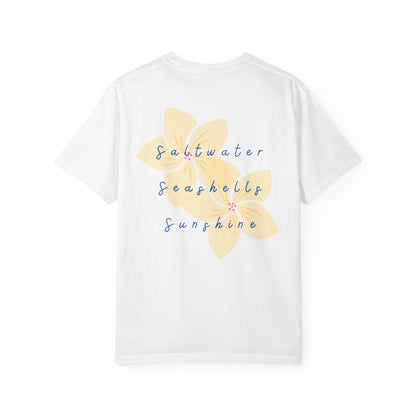 "Saltwater, Seashells, Sunshine" Garment-Dyed T-Shirt l Coastal Vibes, Relaxed Fit, Beachwear