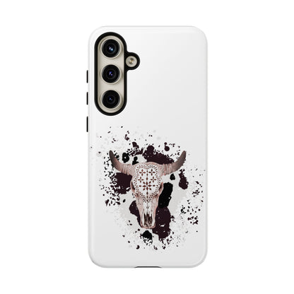 SAMSUNG Bull Skull with Cow Print Tough Phone Case l Gift for Him, Western Style
