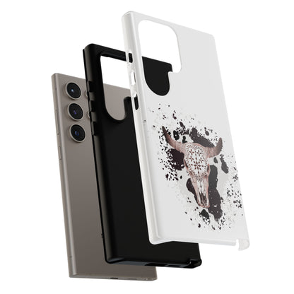 SAMSUNG Bull Skull with Cow Print Tough Phone Case l Gift for Him, Western Style