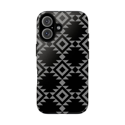 iPHONE Tribal Pattern Black and Grey Tough Phone Case | MADE FOR HIM AND HER