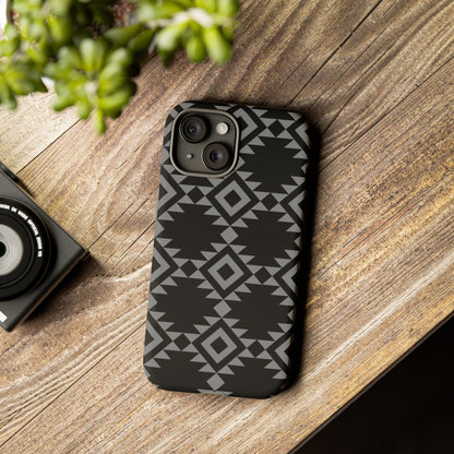 iPHONE Tribal Pattern Black and Grey Tough Phone Case | MADE FOR HIM AND HER