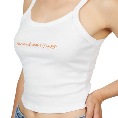 "Tanned and Tipsy" Trendy Women's Spaghetti Strap Tank Top - Summer Essential