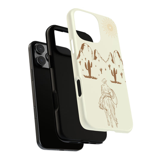 iPHONE Cowboy Riding into the Sunset Tough Phone Case