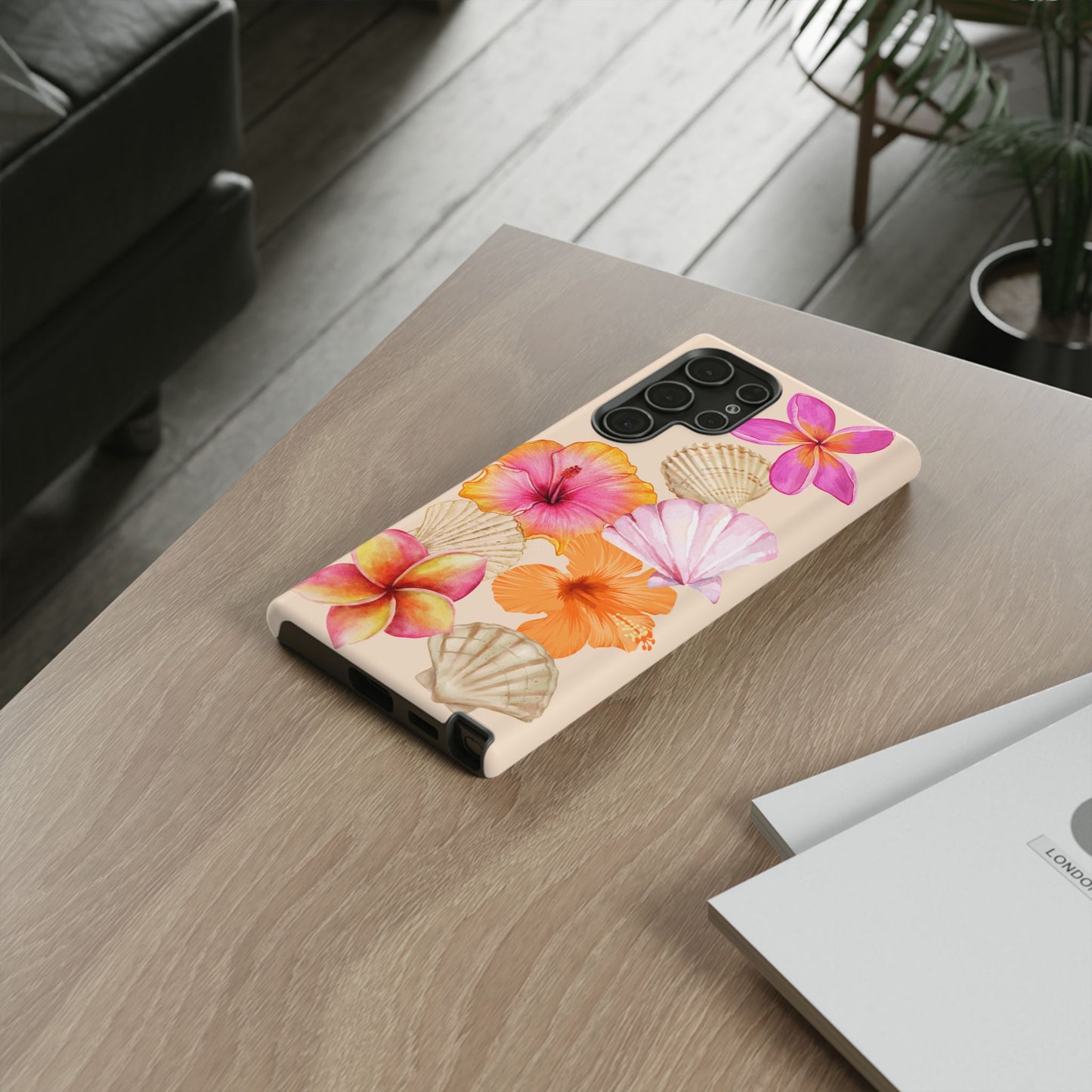 SAMSUNG Tropical Floral and Seashell Tough Phone Case l Vibrant Summer Accessory, Durable Tough Case for All Occasions
