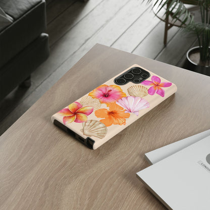 SAMSUNG Tropical Floral and Seashell Tough Phone Case l Vibrant Summer Accessory, Durable Tough Case for All Occasions