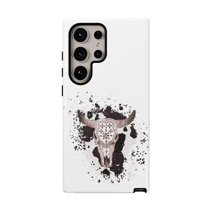 SAMSUNG Bull Skull with Cow Print Tough Phone Case l Gift for Him, Western Style