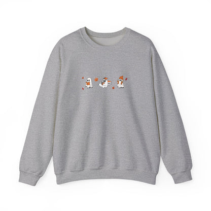 Cute Ghosts with Books Cozy Unisex Crewneck Sweatshirt l Perfect for Holidays, Casual Wear, Gifts, Winter, Relaxed Style