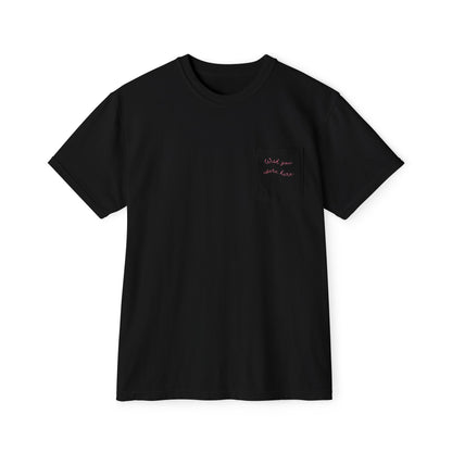 "Wish you were here" Unisex Garment-Dyed Pocket T-Shirt l Casual Everyday Tee, Comfortable Relaxed Fit