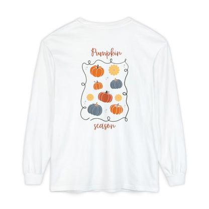 Fall Pumpkin Season Long Sleeve Tee - Unisex Garment-Dyed T-Shirt, Autumn Outfit, Harvest Celebration