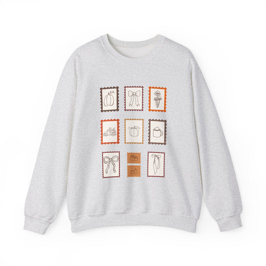 Vintage Postage Stamp Crewneck Sweatshirt, Cozy Gift for Stamp Collectors, Unisex Pullover for Fall, Layering Essential