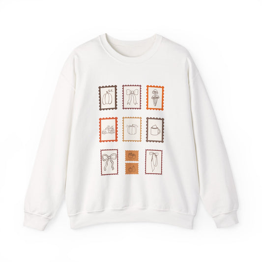 Vintage Postage Stamp Crewneck Sweatshirt, Cozy Gift for Stamp Collectors, Unisex Pullover for Fall, Layering Essential