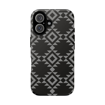 iPHONE Tribal Pattern Black and Grey Tough Phone Case | MADE FOR HIM AND HER