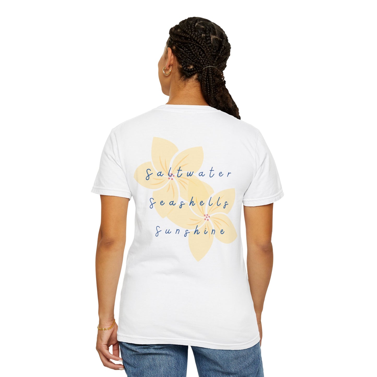 "Saltwater, Seashells, Sunshine" Garment-Dyed T-Shirt l Coastal Vibes, Relaxed Fit, Beachwear