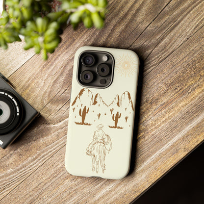 iPHONE Cowboy Riding into the Sunset Tough Phone Case