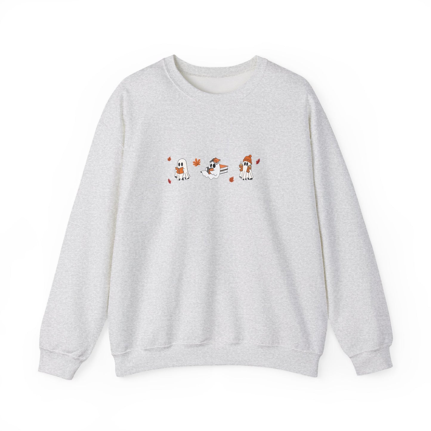 Cute Ghosts with Books Cozy Unisex Crewneck Sweatshirt l Perfect for Holidays, Casual Wear, Gifts, Winter, Relaxed Style