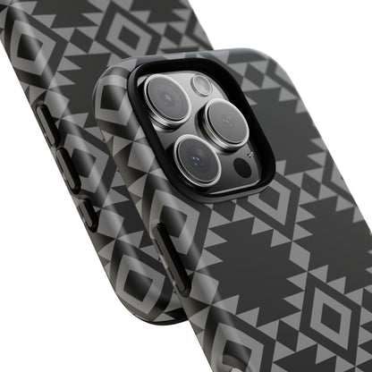 iPHONE Tribal Pattern Black and Grey Tough Phone Case | MADE FOR HIM AND HER