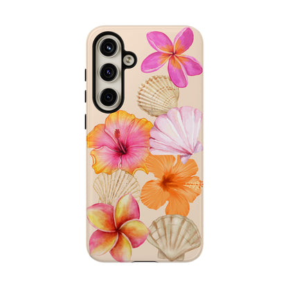 SAMSUNG Tropical Floral and Seashell Tough Phone Case l Vibrant Summer Accessory, Durable Tough Case for All Occasions
