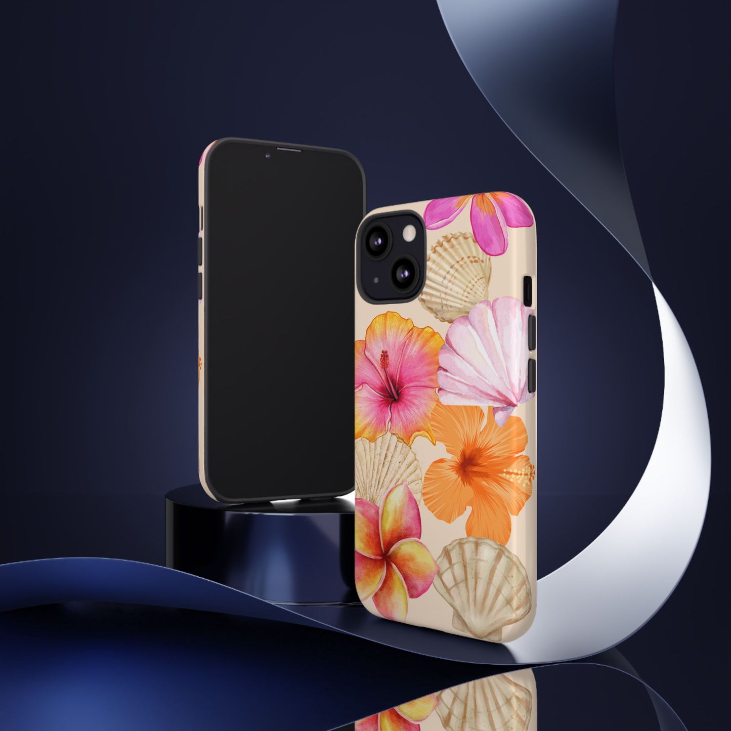 IPHONE Tropical Floral and Seashell Tough Phone Case l Vibrant Summer Accessory, Durable Tough Case for All Occasions