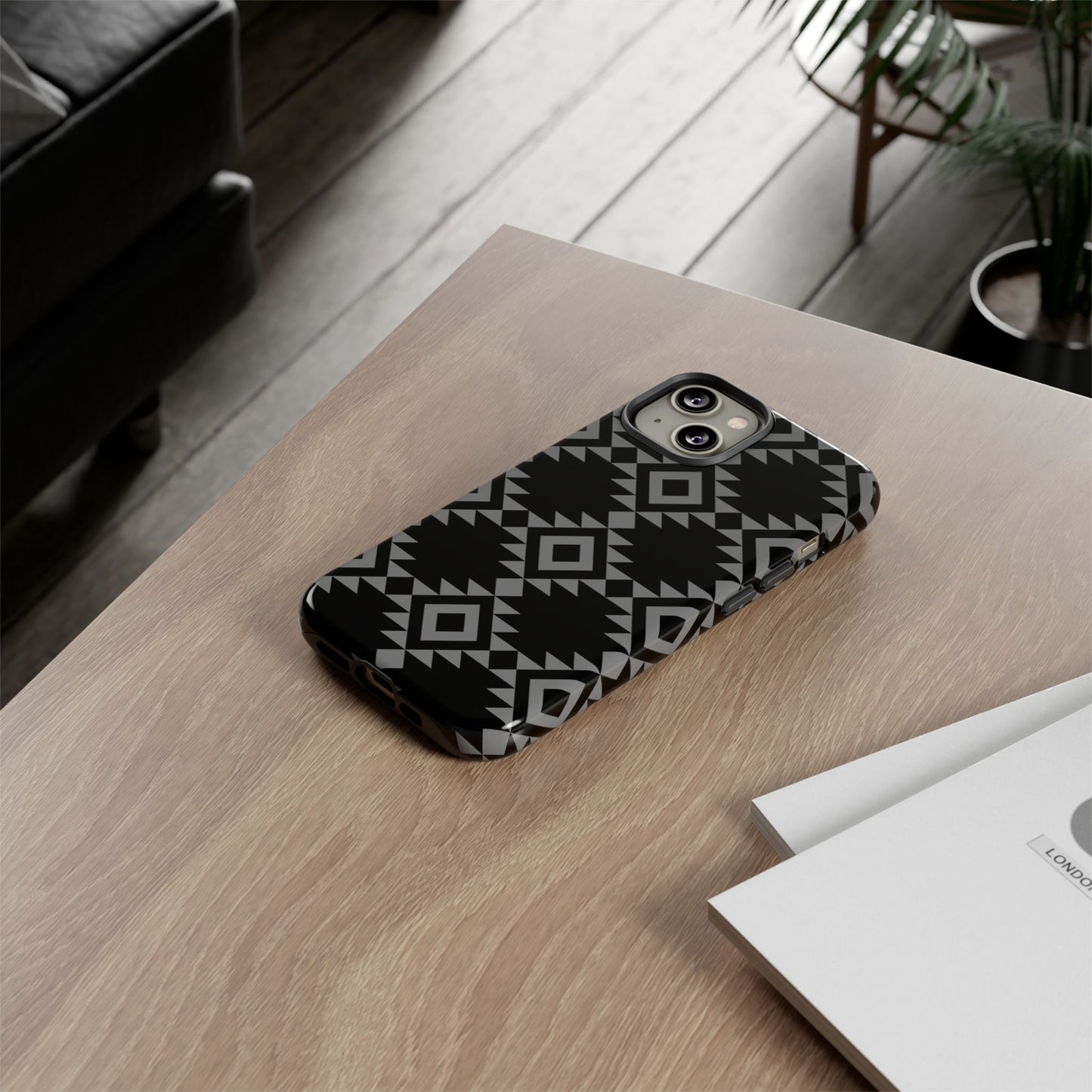 iPHONE Tribal Pattern Black and Grey Tough Phone Case | MADE FOR HIM AND HER