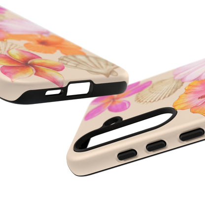 SAMSUNG Tropical Floral and Seashell Tough Phone Case l Vibrant Summer Accessory, Durable Tough Case for All Occasions