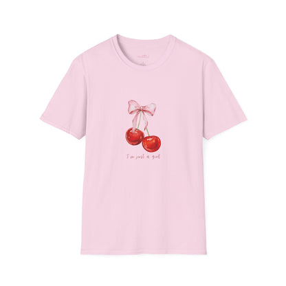 Cute Cherry Graphic T-Shirt - "I’m Just a Girl"