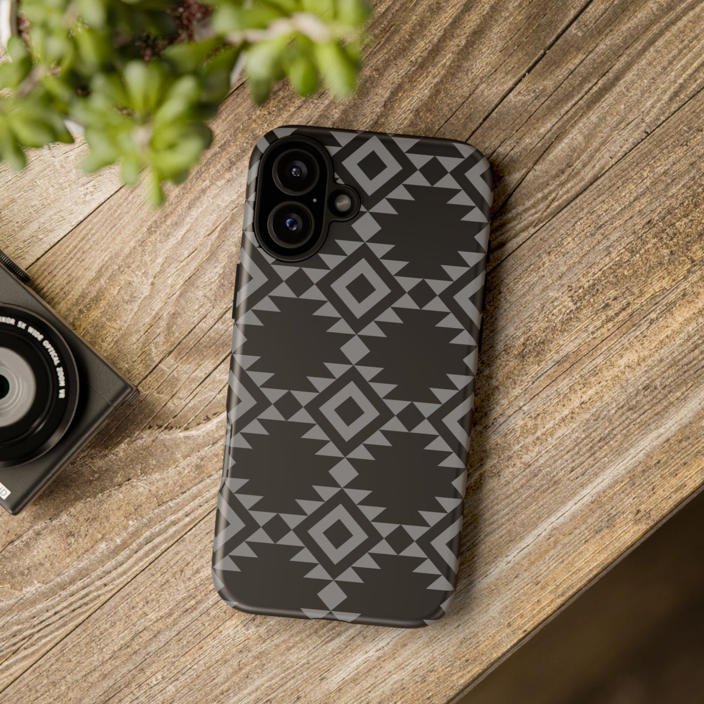 iPHONE Tribal Pattern Black and Grey Tough Phone Case | MADE FOR HIM AND HER