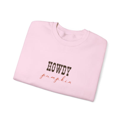 Howdy Pumpkin Crewneck Sweatshirt, Unisex Fall Sweatshirt, Cozy Autumn Apparel, Thanksgiving Gift, Casual Layer