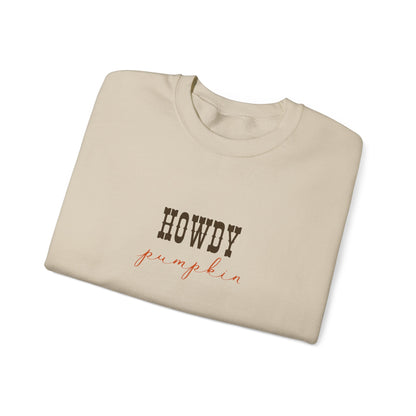 Howdy Pumpkin Crewneck Sweatshirt, Unisex Fall Sweatshirt, Cozy Autumn Apparel, Thanksgiving Gift, Casual Layer