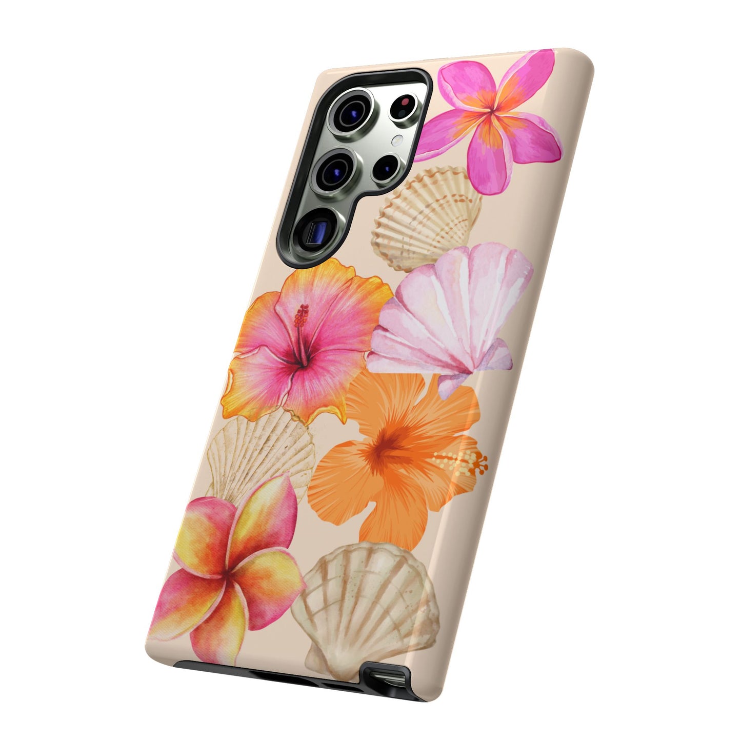 SAMSUNG Tropical Floral and Seashell Tough Phone Case l Vibrant Summer Accessory, Durable Tough Case for All Occasions
