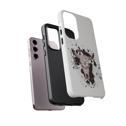SAMSUNG Bull Skull with Cow Print Tough Phone Case l Gift for Him, Western Style