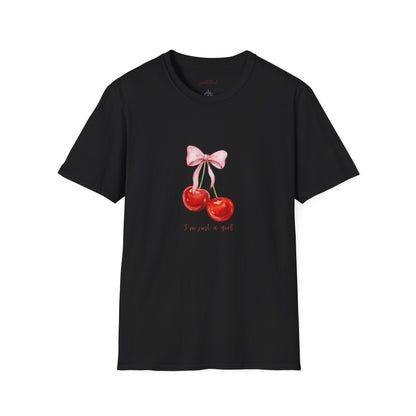 Cute Cherry Graphic T-Shirt - "I’m Just a Girl"