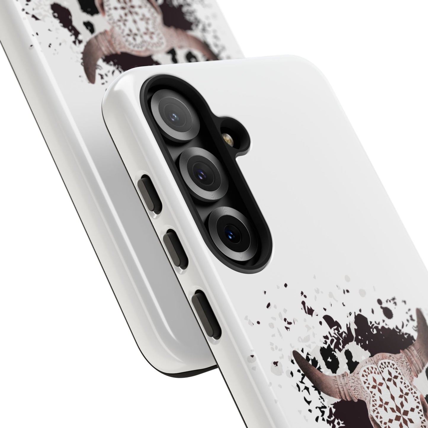 SAMSUNG Bull Skull with Cow Print Tough Phone Case l Gift for Him, Western Style