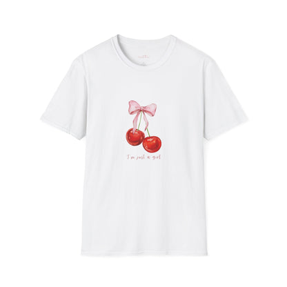 Cute Cherry Graphic T-Shirt - "I’m Just a Girl"