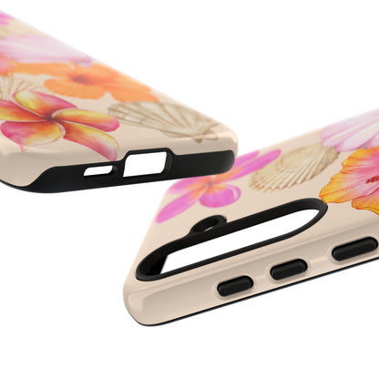 SAMSUNG Tropical Floral and Seashell Tough Phone Case l Vibrant Summer Accessory, Durable Tough Case for All Occasions