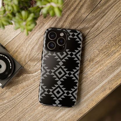 iPHONE Tribal Pattern Black and Grey Tough Phone Case | MADE FOR HIM AND HER