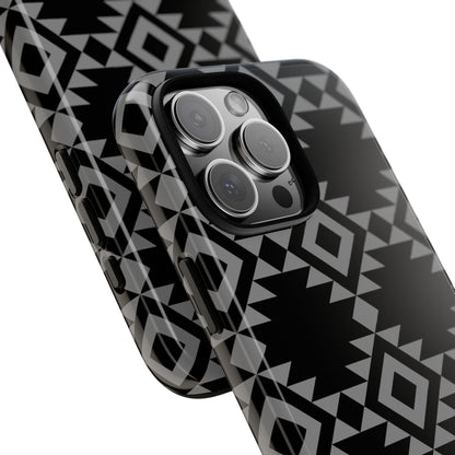 iPHONE Tribal Pattern Black and Grey Tough Phone Case | MADE FOR HIM AND HER